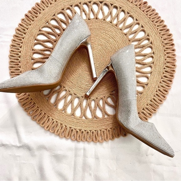 Nine West Twinn Silver Rhinestone Heels Size 7.5 - Picture 6 of 12